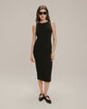 Vestido Midi Ojales Metálicos,NEGRO